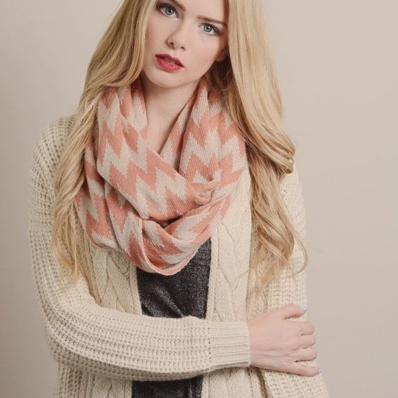 Boutique Accessories - NWT Peach Chevron Eternity scarf